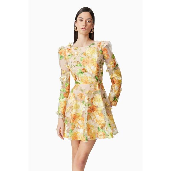 Elliatt Aella A-Line Mini Dress Yellow Wedding Guest cocktail Party size S NWT